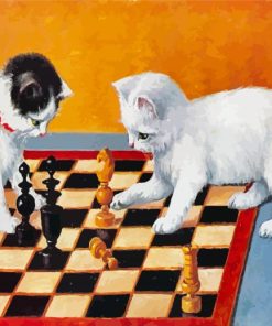 Cats Playing Chess paint by number