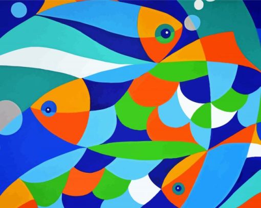 Colorful Abstract Fish paint by number