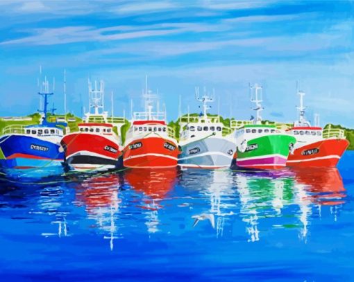 Colorful Trawlers paint by number