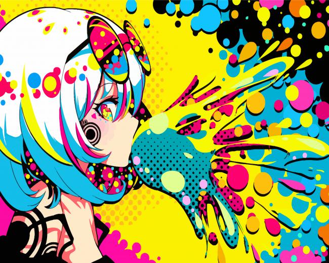 Colorful Girl Gum paint by number