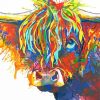 Colourful Highland Cows paint by number