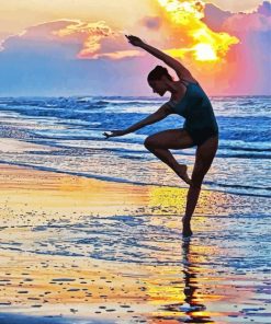 Dancer On Beach Sunset Paint by number