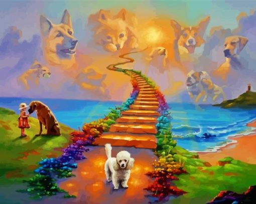 Dogs Rainbow Bridge paint by number