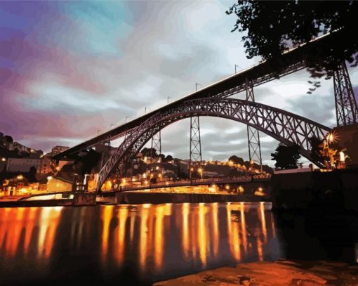 Dom Luis Bridge At Night Paint by number
