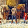 Draft Horses Farm Scene paint by number