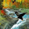 Eagle Over Waterfall paint by number