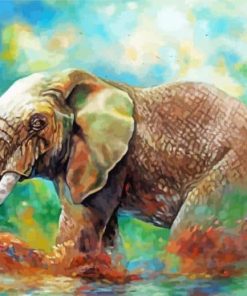 Elephant Bathing Paint by number