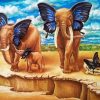 Elephants Butterfly paint by number