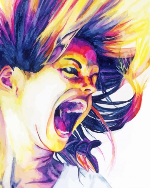Girl Screaming Art Paint by number