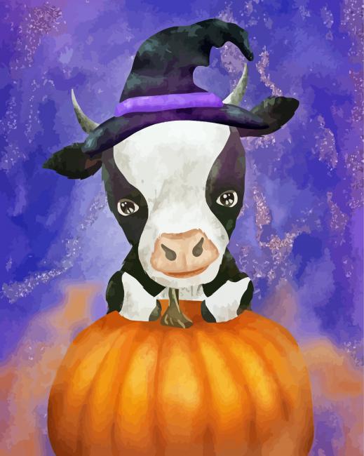 Halloween Cow Art paint by number