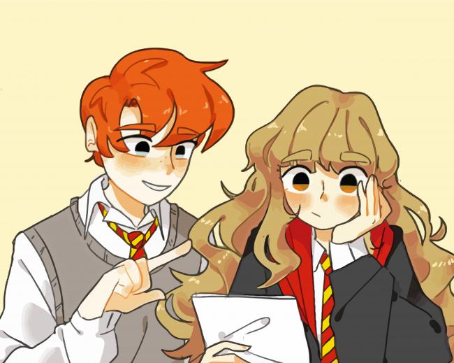 Hermione And Ron Art paint by number