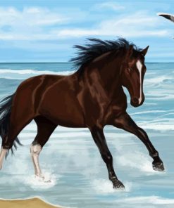 Horse On The Beach paint by number