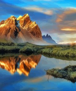 Iceland Landscapes Mountains Reflections paint by number