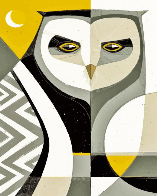 Illustration Abstract Owl paint by number