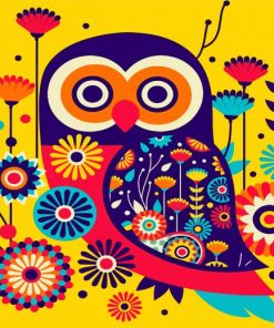 Illustration Owl And Flowers paint by number