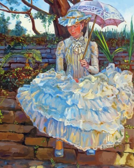 Lady With Parasol paint by number