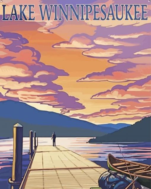 Lake Winnipesaukee Poster Illustration paint by number