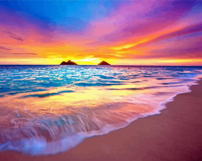 Lanikai Beach At Sunset paint by number
