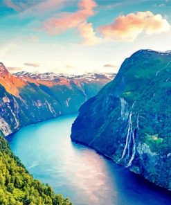 Norway Fjords Mountain paint by number