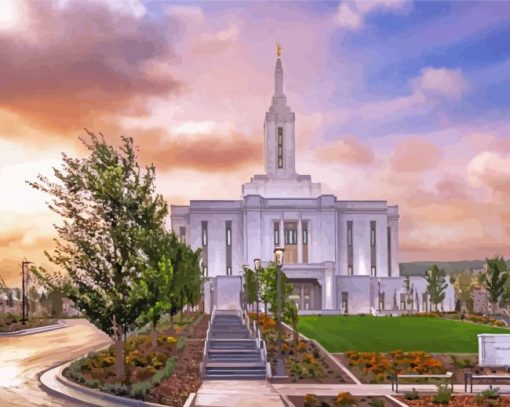 Pocatello Temple Idaho paint by number