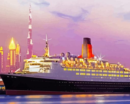 Queen Elizabeth Cruise Ship paint by number