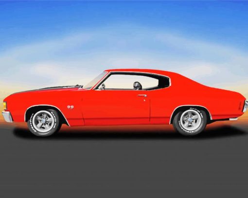 Red Chevy Chevelle SS paint by number