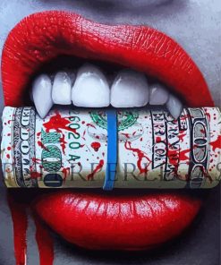 Red Lips With Money paint by number