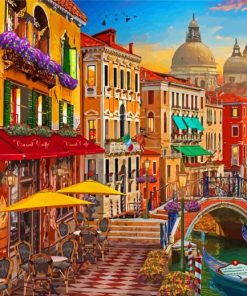 Restaurant At Canal Italy Art paint by number
