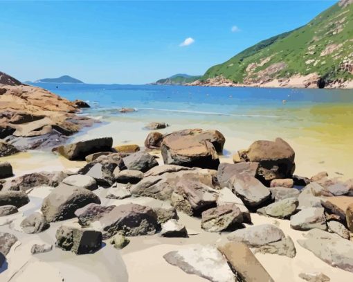 Shek O Beach paint by number