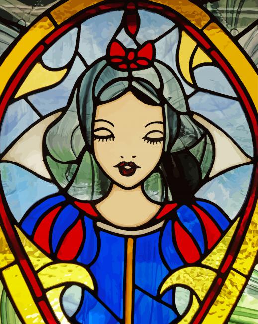 Snow White Disney Stained Glass Window paint by number