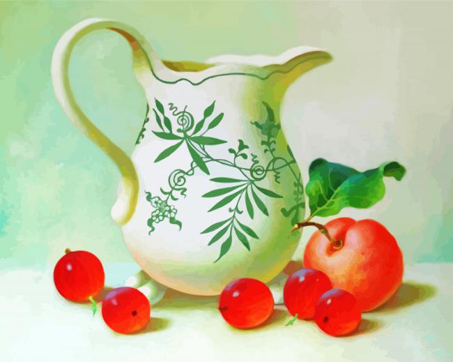 Still Life White Jug And Fruit Paint by number