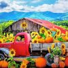 Sunflower And Farm Truck paint by number