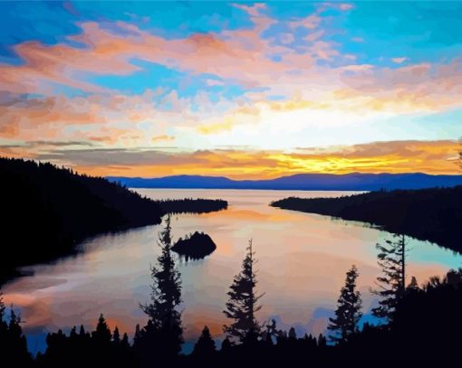 Sunset At Emerald Bay paint by number