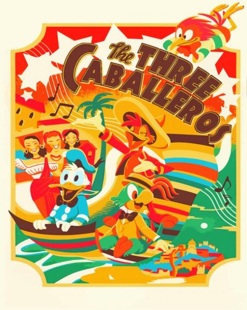 The Three Caballeros Poster Art paint by number