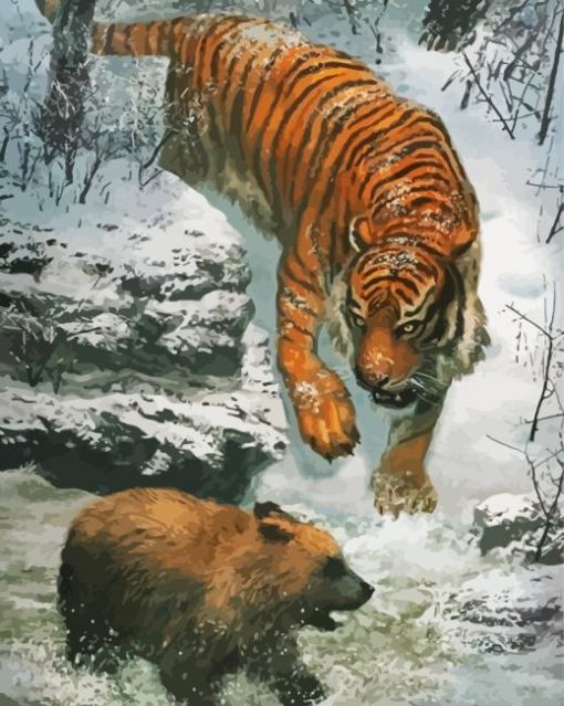 Tiger And Bear paint by number