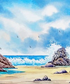 Watercolour Seascape paint by number