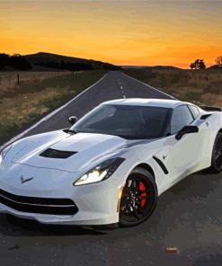 White Chevy Stingray paint by number