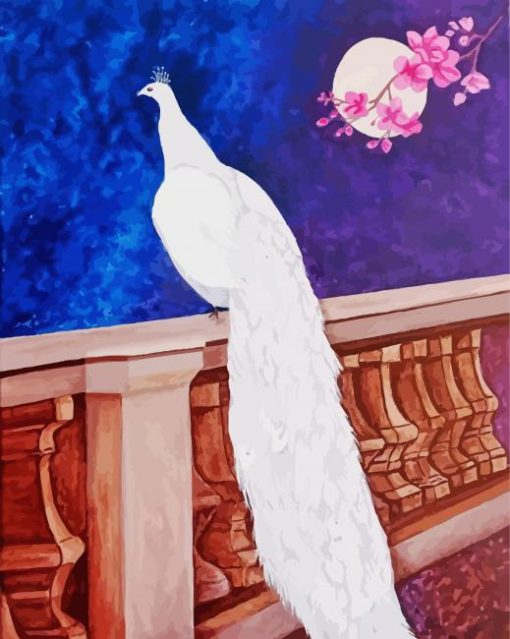 White Peacock In The Garden paint by number