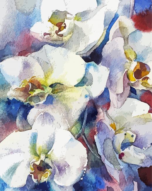 White Abstract Flowers Art paint by number