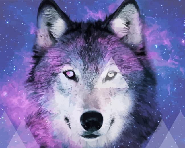 Wolf Space Paint By Numbers - NumPaints - Paint by numbers