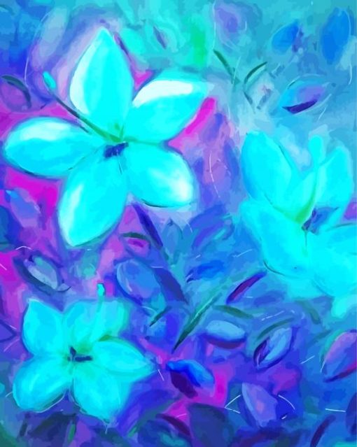 Abstract Turquoise Flowers paint by number