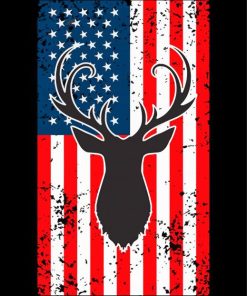 Aesthetic American Flag Deer Paint by number