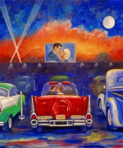 Aesthetic Classic Cars In Drive Ins Art paint by number