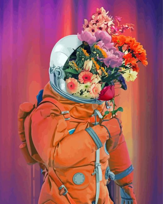 Aesthetic Floral Astronaut paint by number