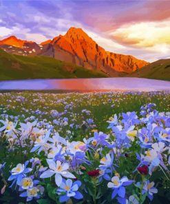 Aesthetic Flowers And Mountains paint by number