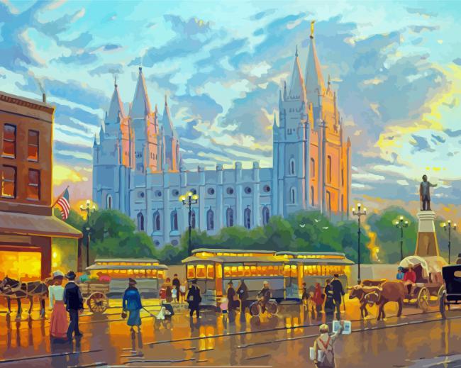 Aesthetic Mormon Temple paint by number