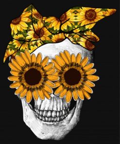 Aesthetic Skull Sunflower paint by number