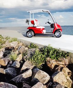 Aesthetic Red Golf Cart paint by number