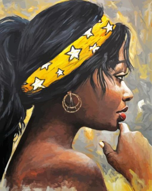 African Woman Thinking paint by number