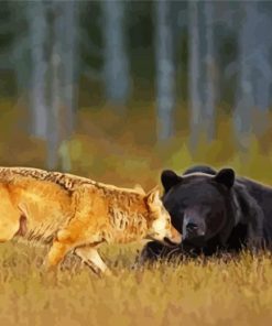 Bear And Wolf Friendship Paint by number
